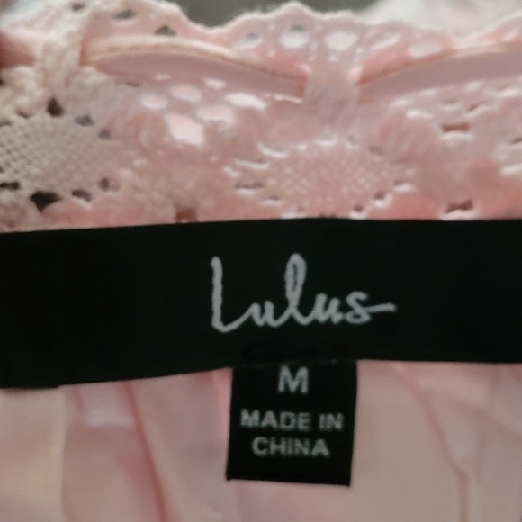 Lulus So Darling Light Pink Dotted Short Sleeve Mini Dress Medium - Picture 9 of 10